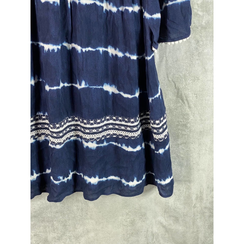 INC International Women's Fiona Tie-Dye V-Neck 3/4 Sleeve Crochet Mini Dress SZS - Picture 7 of 12
